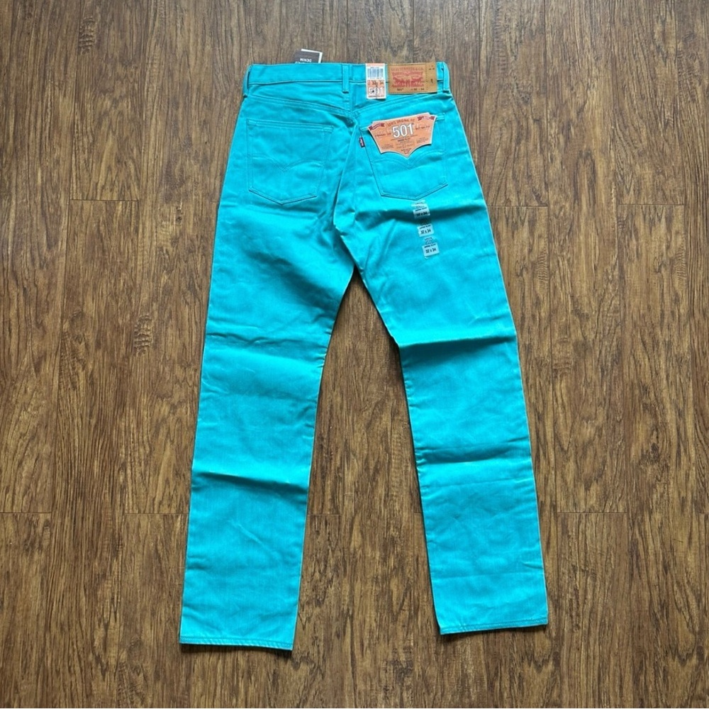 Levis 501 Jeans Mens 32x34 Turquoise Denim